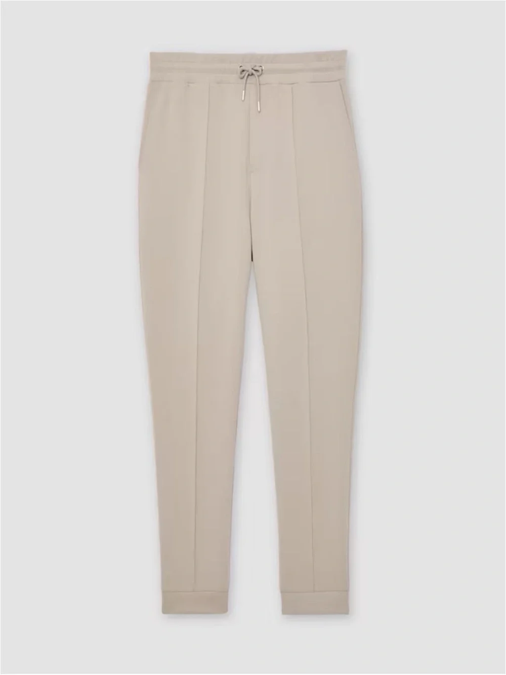 REISS Premier Premium Interlock-Jersey Joggers in Stone - Picture 2 of 8
